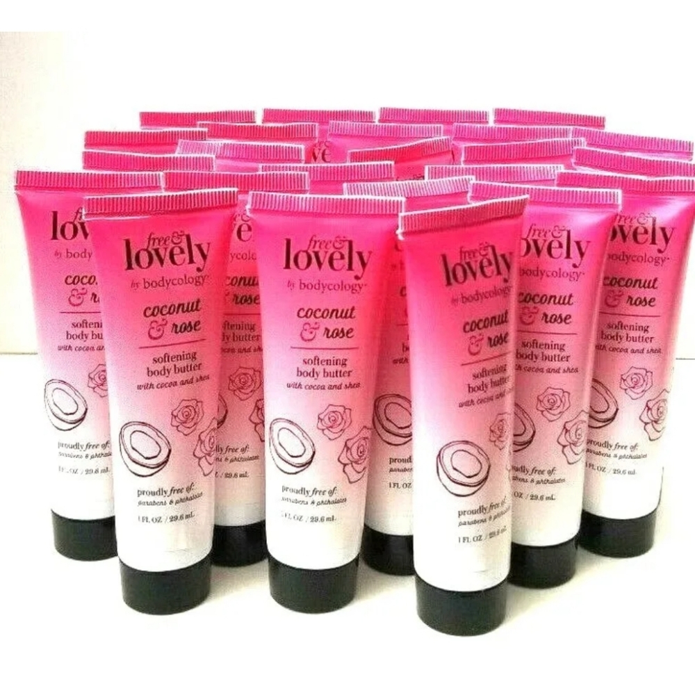 24 pk BODYCOLOGY Free & Lovely Coconut Rose Softening Body Butter 1 oz